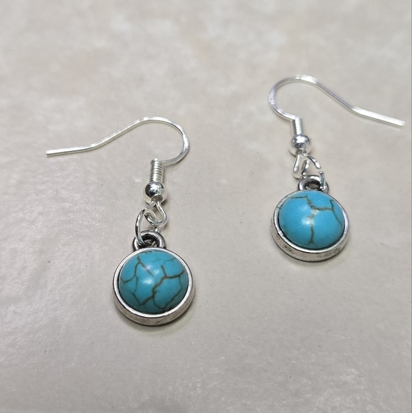 925 Silver Hook Turquoise and Silver Dangle Earrings - Picture 8 of 15